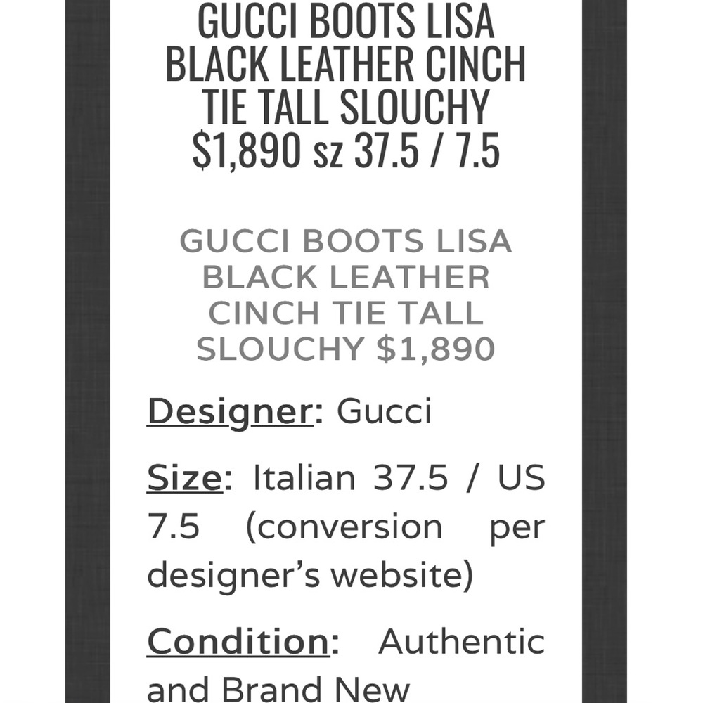 GUCCI 💚❤️ Knee High LISA Leather Boots 37.5 7.5 7 - Picture 13 of 14